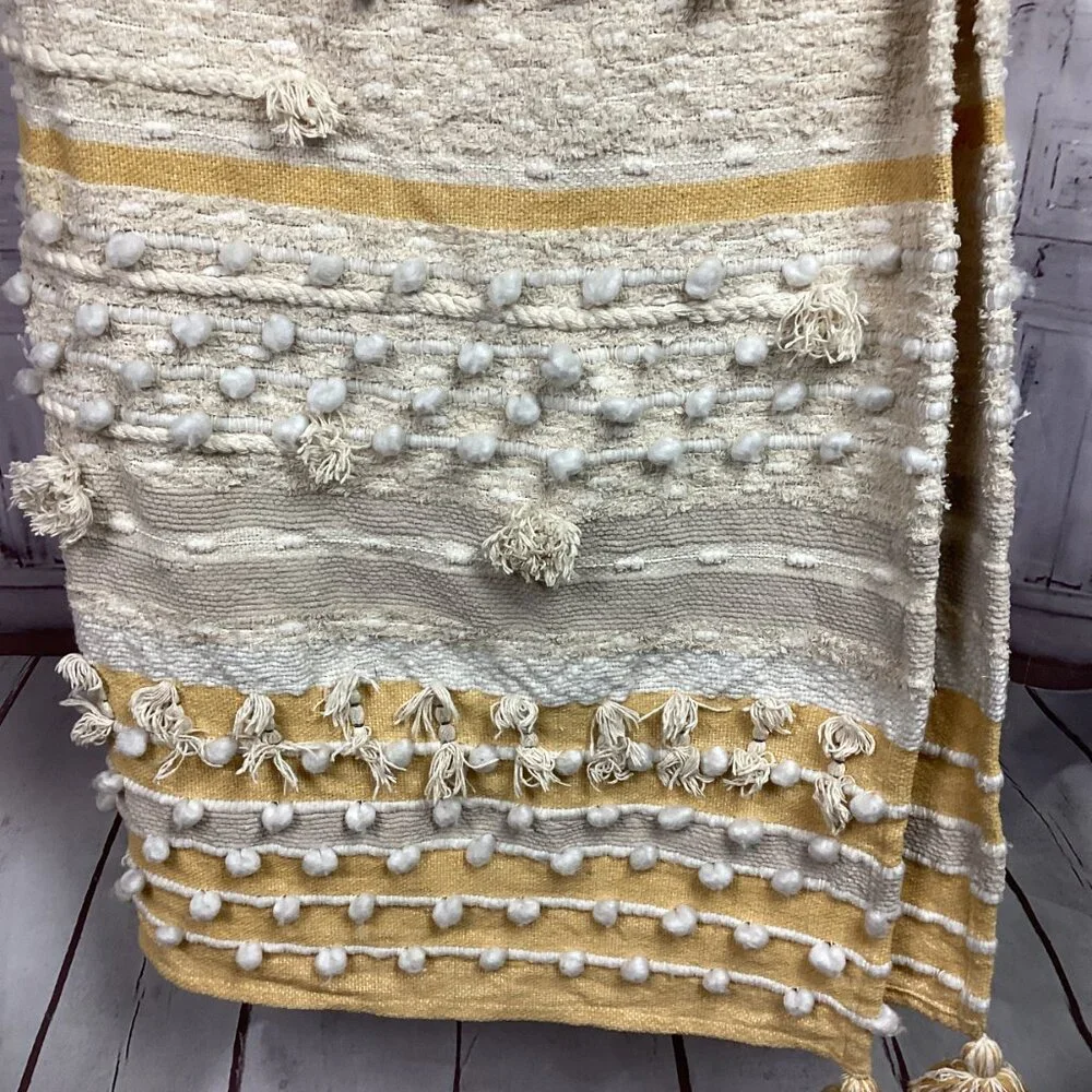 C&C California Yellow Cream Plush Decorative Throw